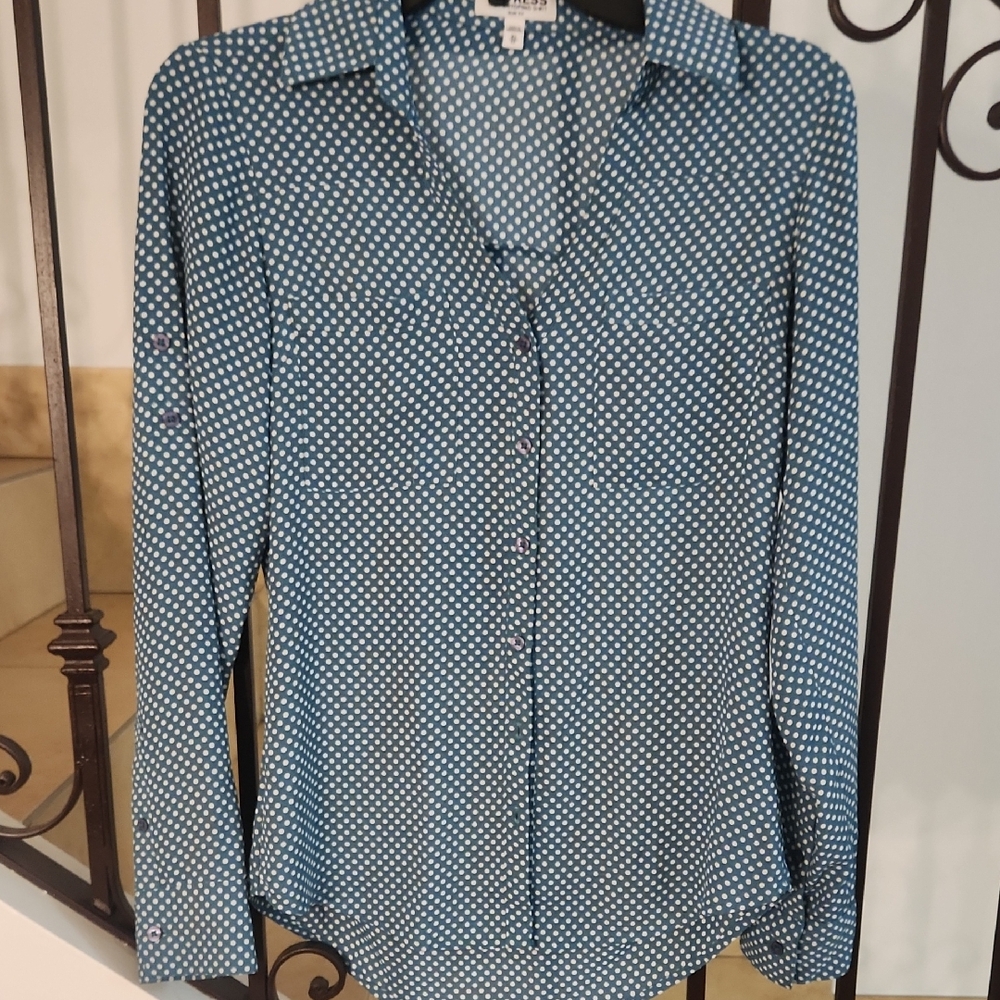 Express Blue Polka Dot Blouse
